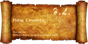 Hang Levente névjegykártya